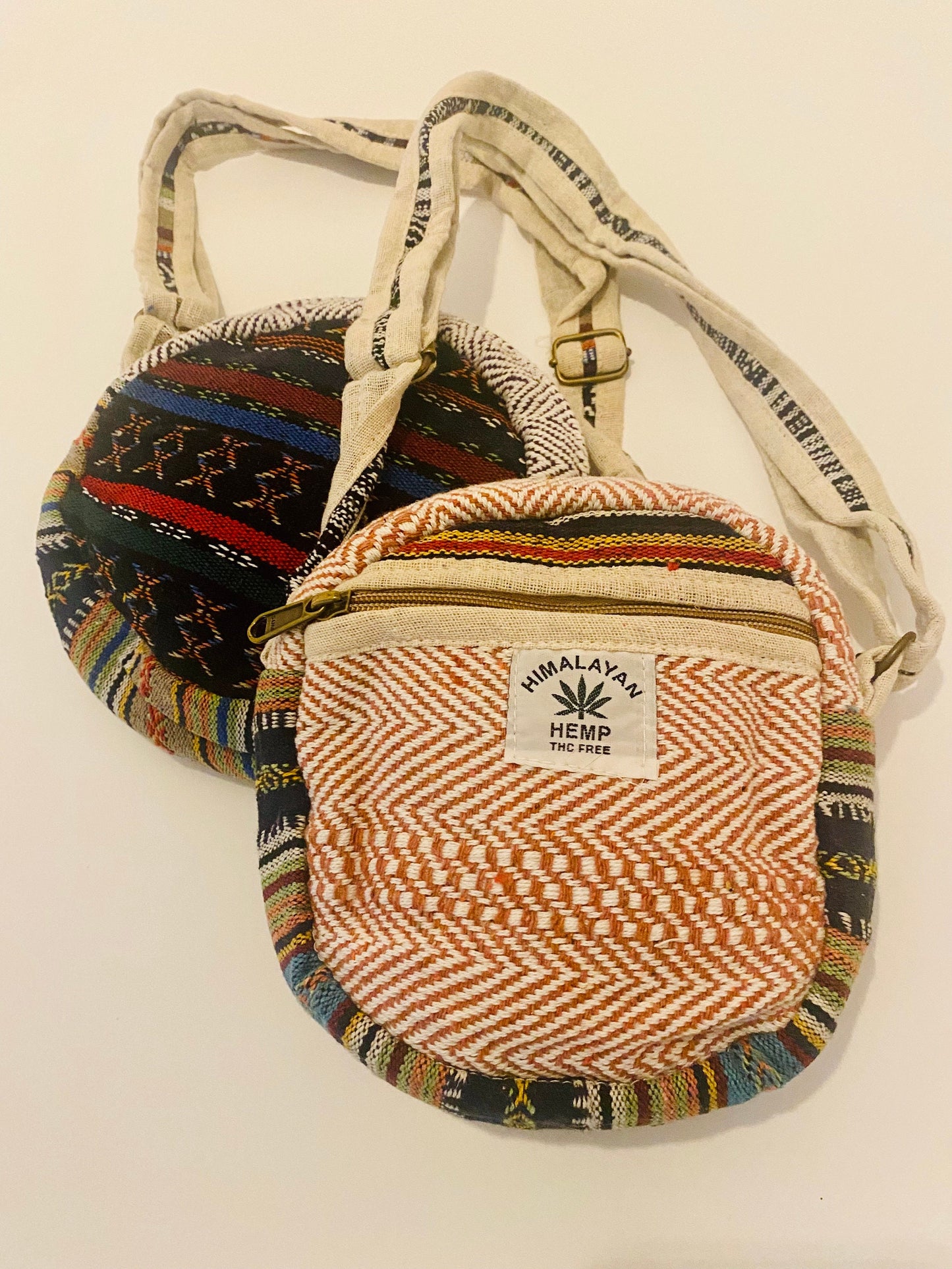 Handmade Hemp Round Cross Body Bag 8&quot; | Hemp Shoulder Bag | Handbag