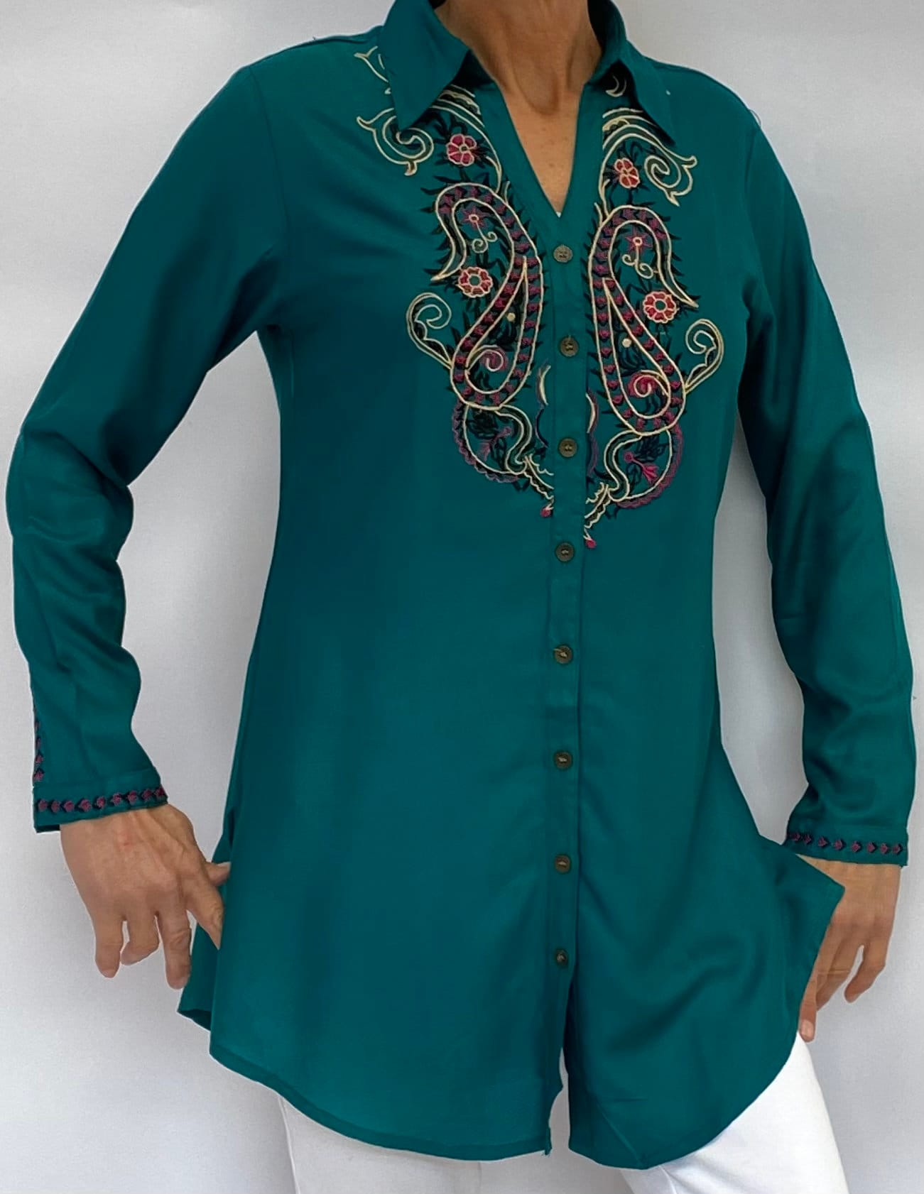 green shirt for women with design