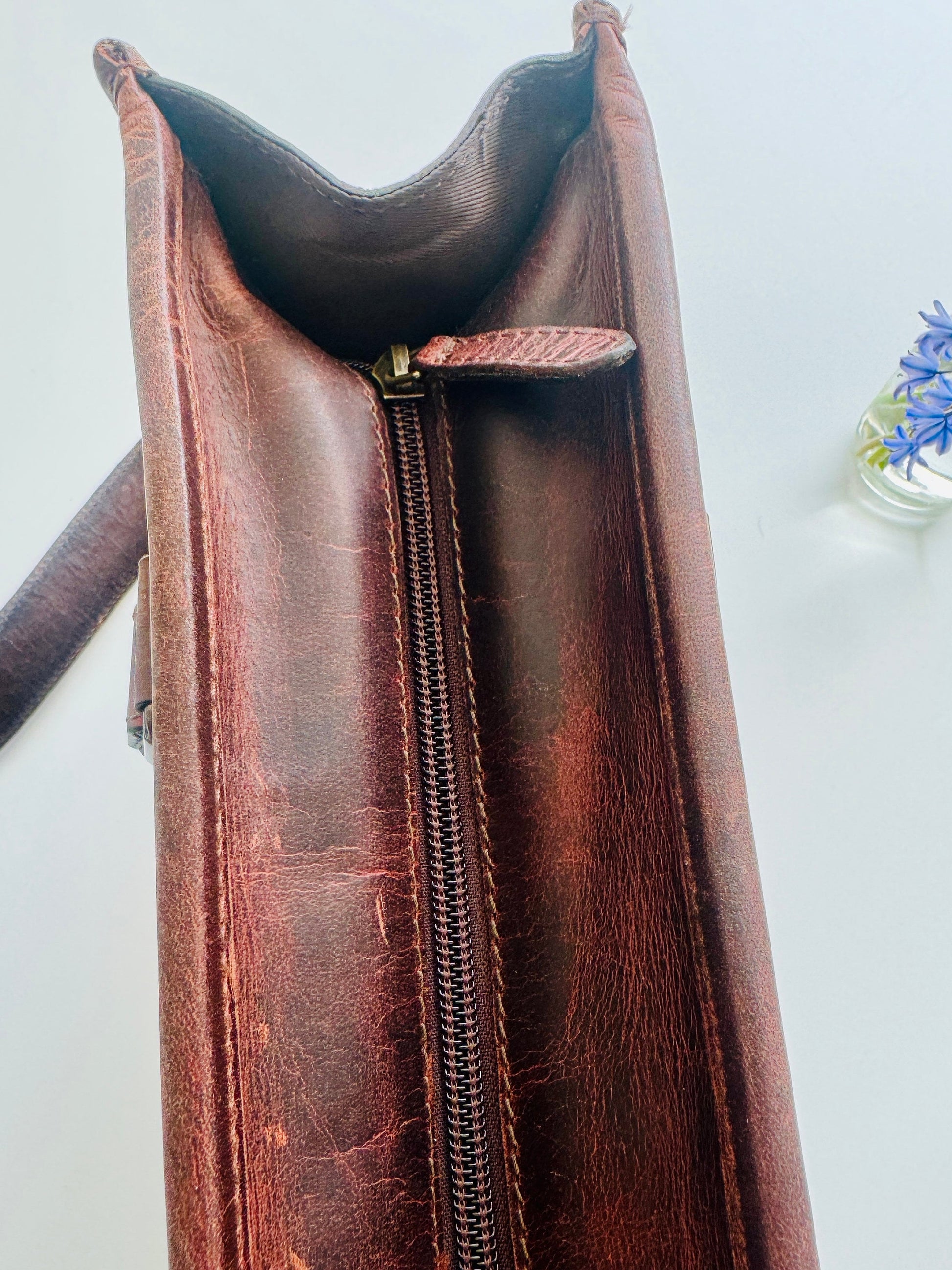 Tooled Leather Tote Bag | Tooled Leather Briefcase | Unique Leather Bag | Statement Bag | Shoulder Bag | Medium Sized Leather Bag