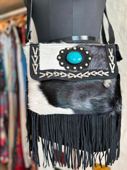 Cowhide Leather Bag with Fringe for Women | Crossbody Bag | Western Style Suede Shoulder Bag for Women | Gift for Women | Gift for Her