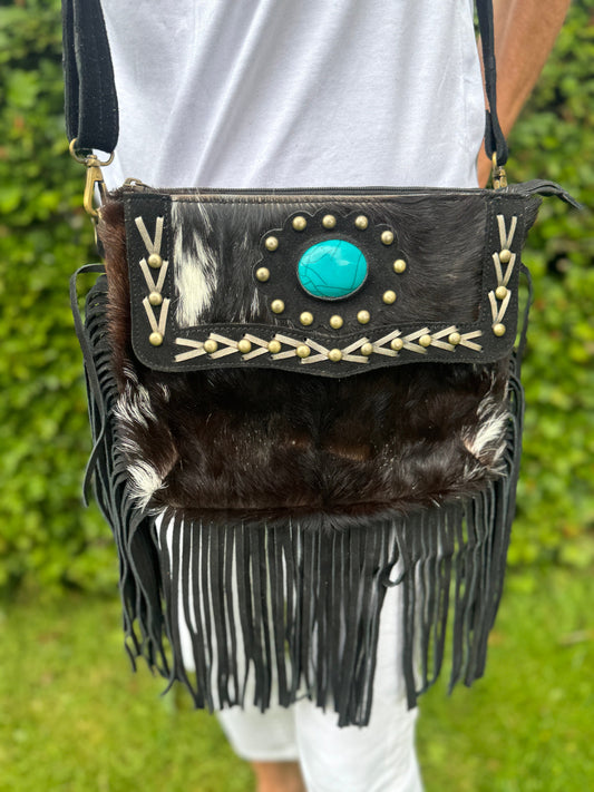 Cowhide Leather Bag with Fringe for Women | Crossbody Bag | Western Style Suede Shoulder Bag for Women | Gift for Women | Gift for Her