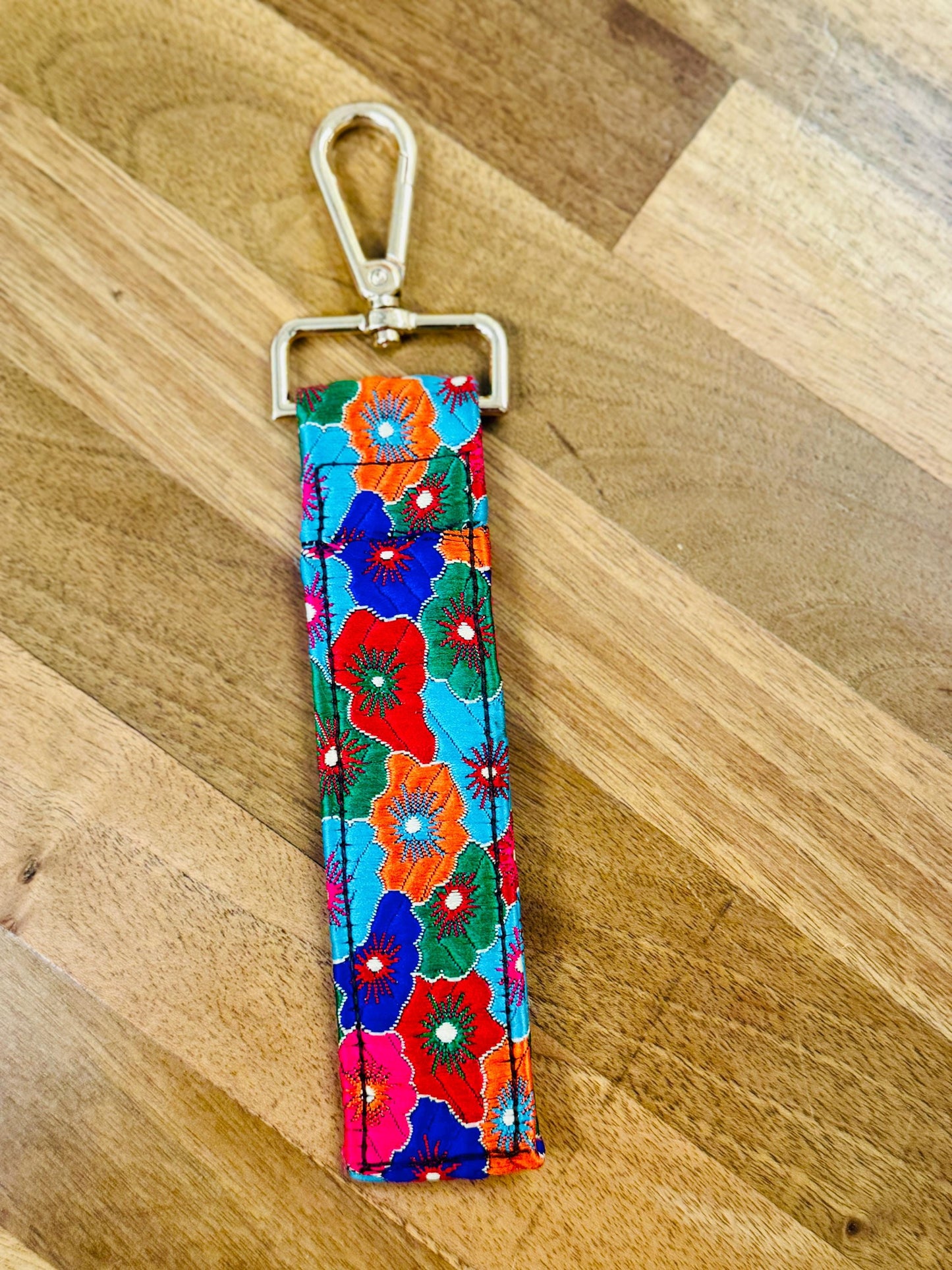 Large Sari Keyring | Oversized Keyring | Key Tag | Keychain | Festival | Recycled Silk | Handmade