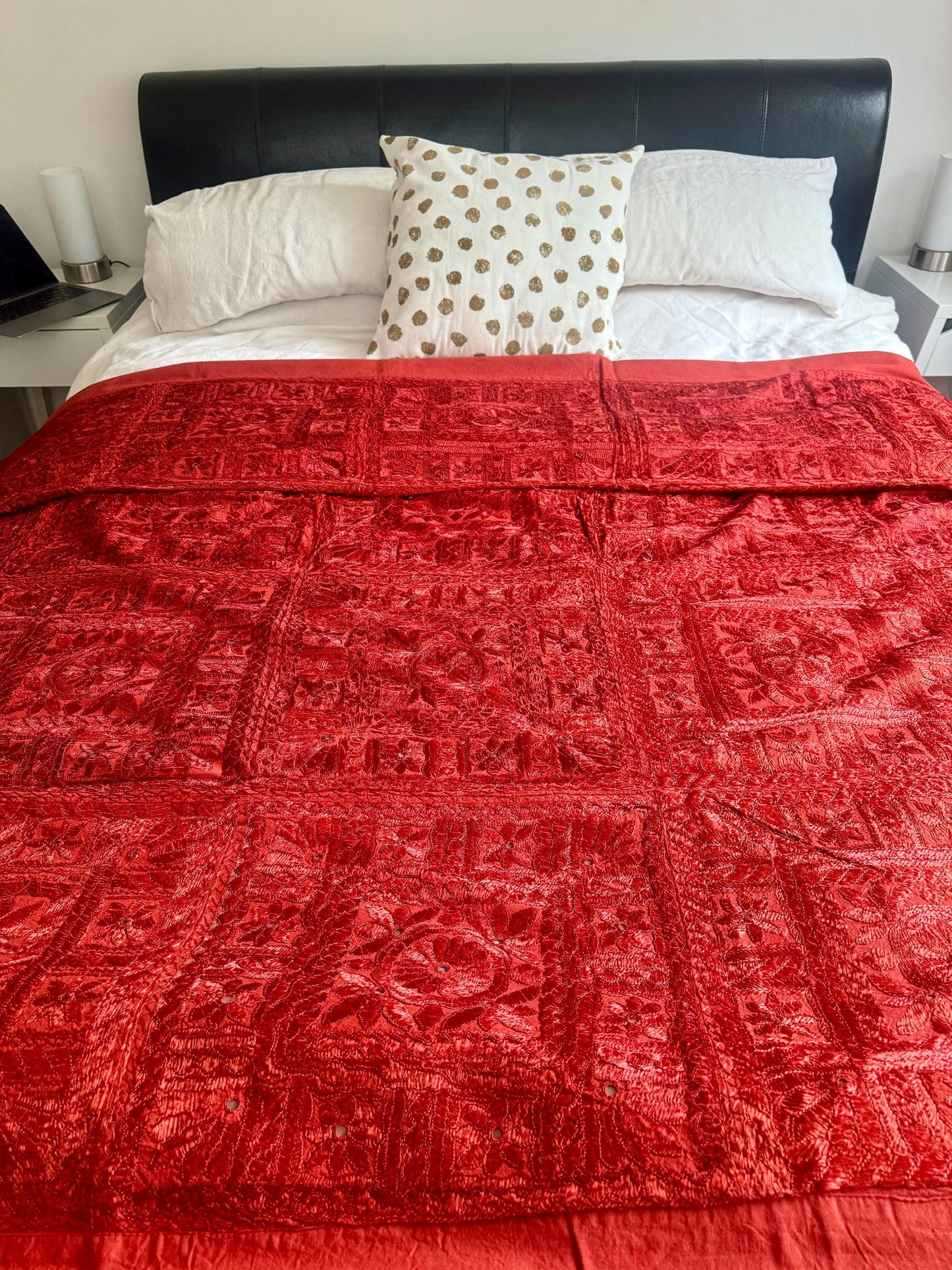 Hand Embroidered Bedspreads with Intricate Mirror Detailing | Cotton Bedspread | Bedcover | Throw | Sofa Throw | Single, Double & Super King