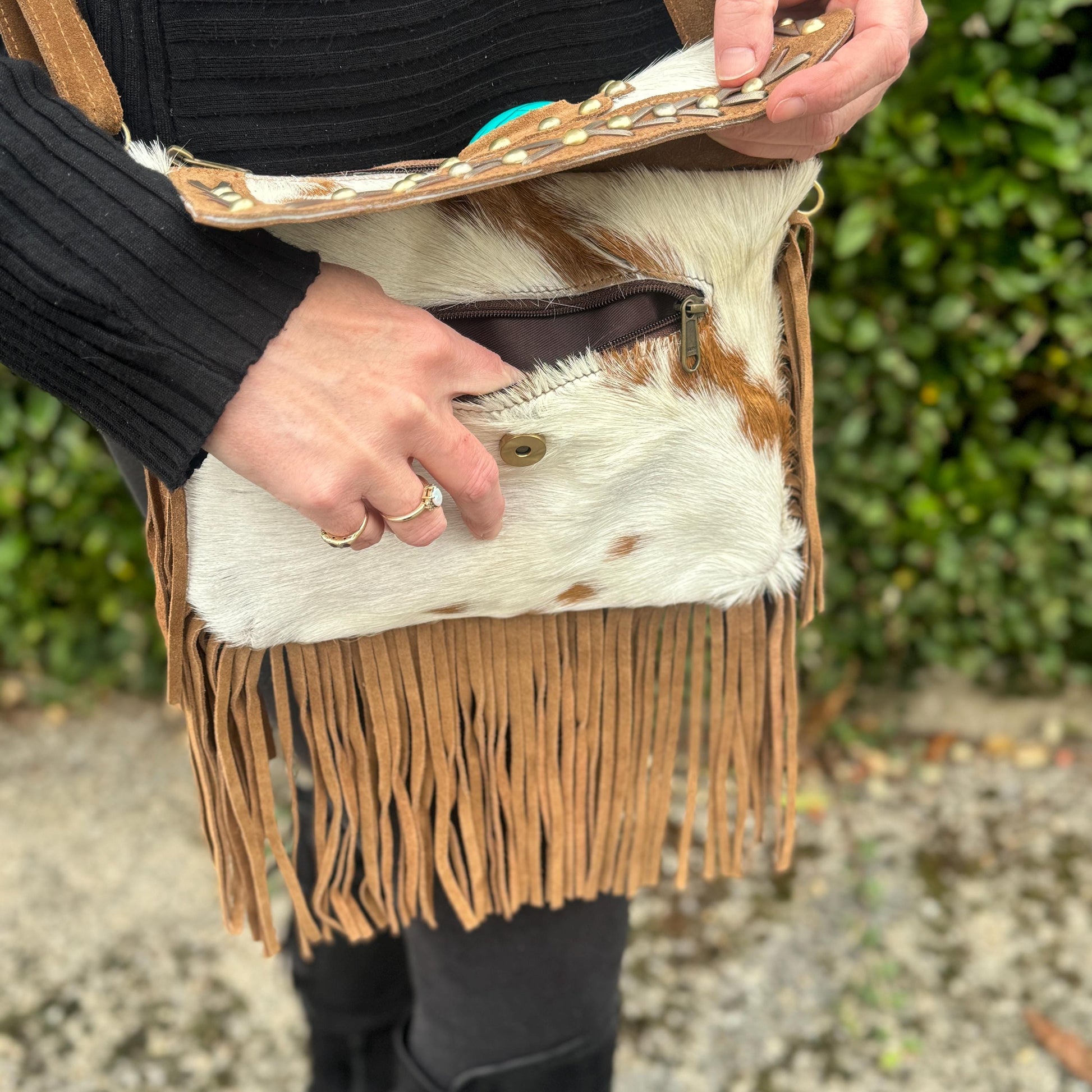 Cowhide Leather Bag with Fringe for Women | Crossbody Bag | Western Style Suede Shoulder Bag for Women | Gift for Women | Gift for Her