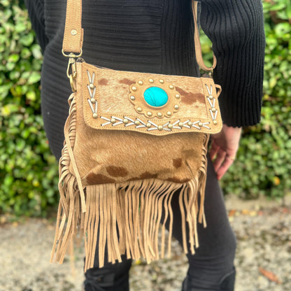 Cowhide Leather Bag with Fringe for Women | Crossbody Bag | Western Style Suede Shoulder Bag for Women | Gift for Women | Gift for Her