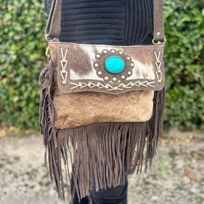 Cowhide Leather Bag with Fringe for Women | Crossbody Bag | Western Style Suede Shoulder Bag for Women | Gift for Women | Gift for Her