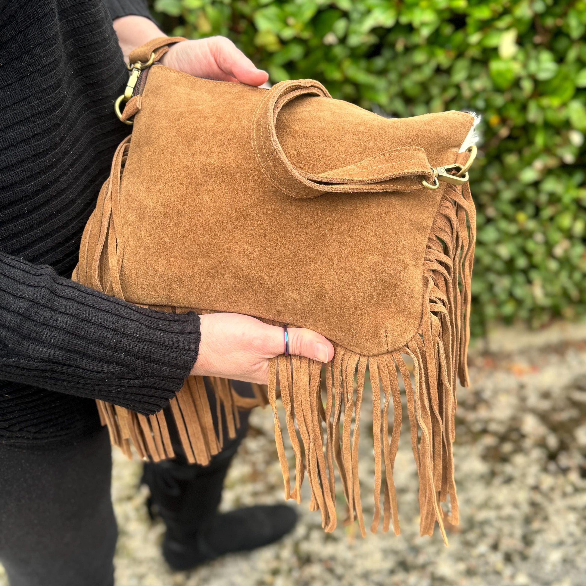 Cowhide Leather Bag with Fringe for Women | Crossbody Bag | Western Style Suede Shoulder Bag for Women | Gift for Women | Gift for Her