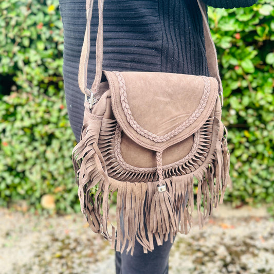 Suede Fringe Bag in Various Colours | Crossbody Bag | Western Style Suede Shoulder Bag for Women | Gift for Women | Gift for Her