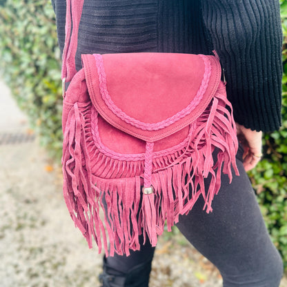 Suede Fringe Bag in Various Colours | Crossbody Bag | Western Style Suede Shoulder Bag for Women | Gift for Women | Gift for Her