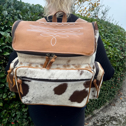 Large Hide & Leather Backpack | Leather Backpack for Women | Suede Backpack | Leather Laptop Backpack | Gift for Women | Gift for Her