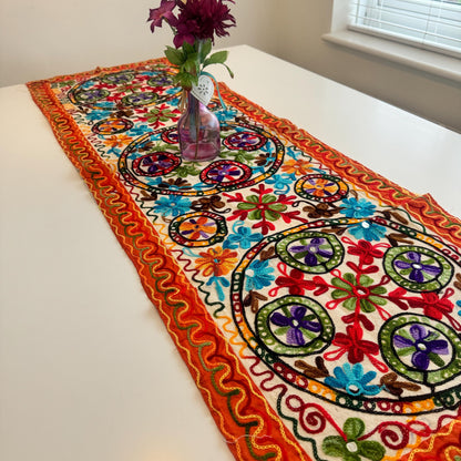 Embroidered Table Runner | Indian Table Runner | House Warming Gifts | Wall Art | Gift for Her | Embroidered Tablecloth