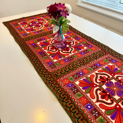 Embroidered Table Runner | Indian Table Runner | House Warming Gifts | Wall Art | Gift for Her | Embroidered Tablecloth