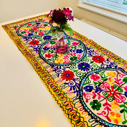 Embroidered Table Runner | Indian Table Runner | House Warming Gifts | Wall Art | Gift for Her | Embroidered Tablecloth