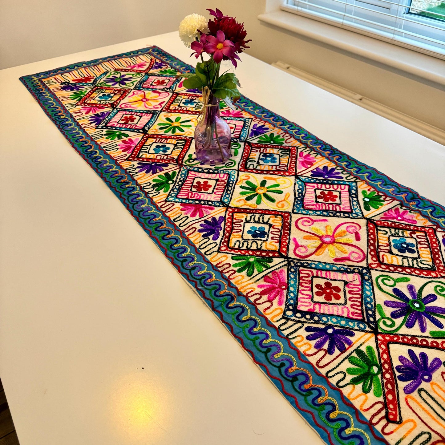 Embroidered Table Runner | Indian Table Runner | House Warming Gifts | Wall Art | Gift for Her | Embroidered Tablecloth