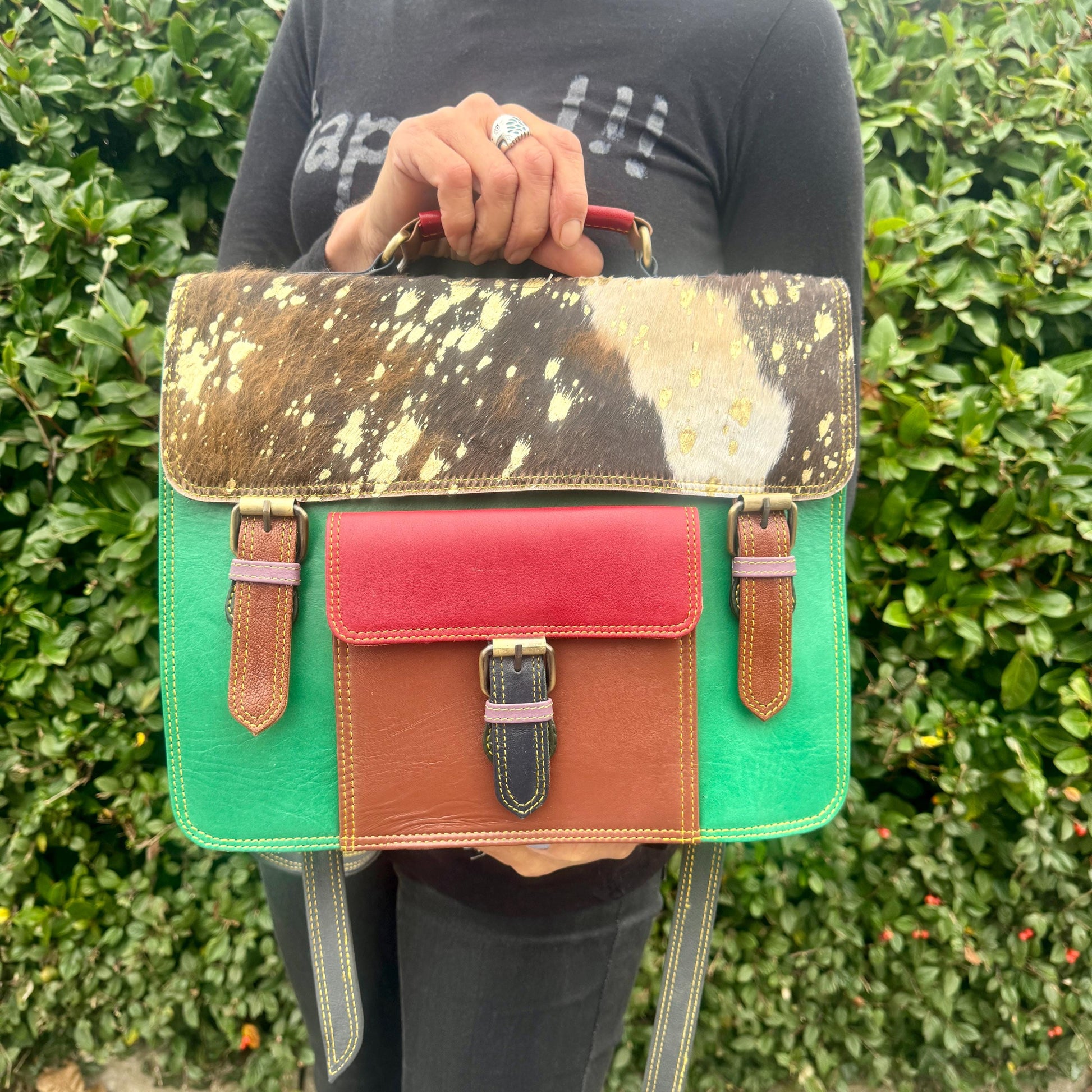 Colourful Leather Satchel/Backpack | Convertible Satchel-Backpack | Satchel Bag | Leather Satchel | Unique Gift for Women | Gift for Her