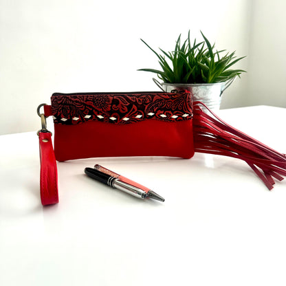 Leather Pencil Case with Carry Handle | Leather Purse Bag | Bag and Purse | Evening Bag | Birthday Gift | Gift for Her