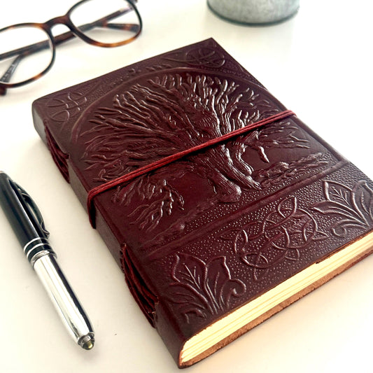 Handcrafted Large Leather Journal with Celtic Symbols | Leather Bound Journal | Leather Scrapbook | Paper Journal | Unlined Journal