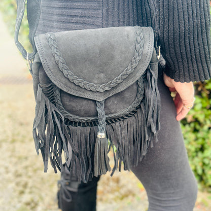 Suede Fringe Bag in Various Colours | Crossbody Bag | Western Style Suede Shoulder Bag for Women | Gift for Women | Gift for Her