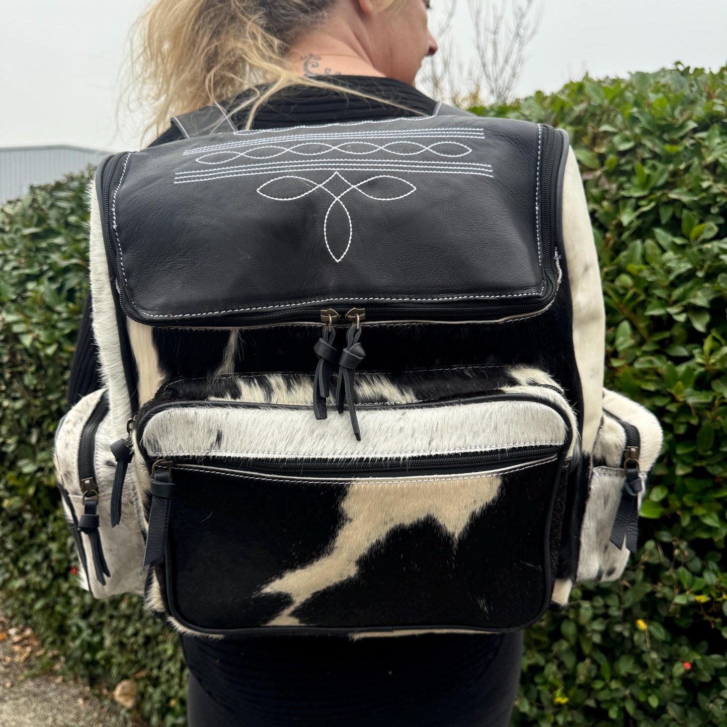 Large Hide & Leather Backpack | Leather Backpack for Women | Suede Backpack | Leather Laptop Backpack | Gift for Women | Gift for Her