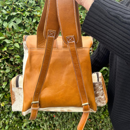 Large Hide & Leather Backpack | Leather Backpack for Women | Suede Backpack | Leather Laptop Backpack | Gift for Women | Gift for Her