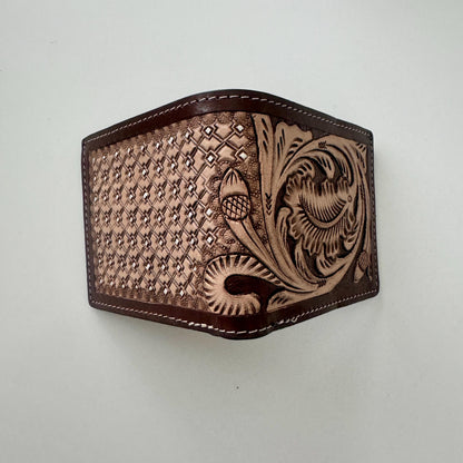 Mens Leather Wallet | Hand Tooled Wallet | Bi-Fold Wallet | Leather Card Wallet | Brown Leather Wallet | Gift for Him | Groomsman Gift