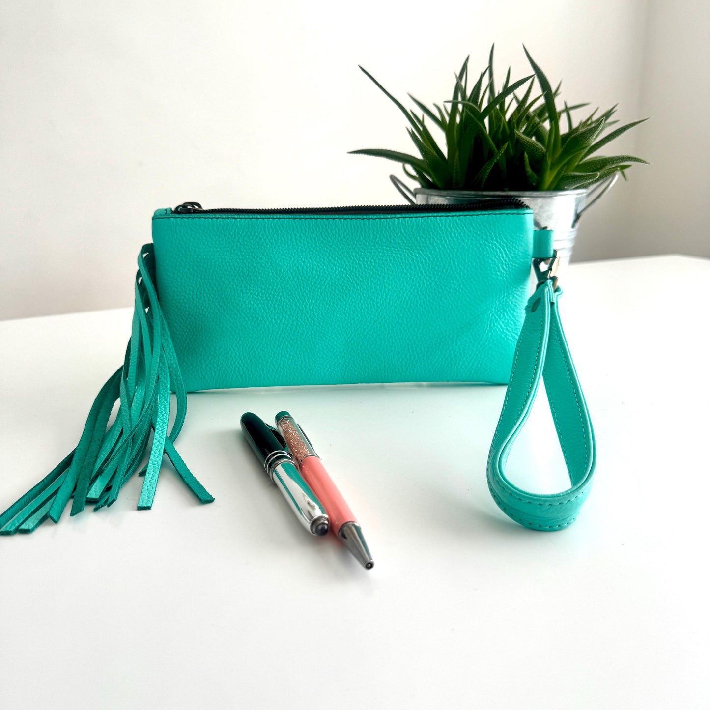 Leather Pencil Case with Carry Handle | Leather Purse Bag | Bag and Purse | Evening Bag | Birthday Gift | Gift for Her