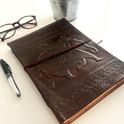 Handcrafted Large Leather Journal with Celtic Symbols | Leather Bound Journal | Leather Scrapbook | Paper Journal | Unlined Journal