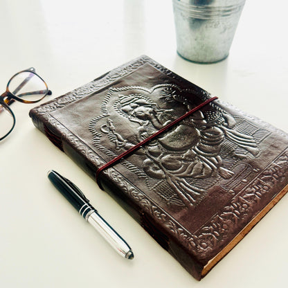 Handcrafted Large Leather Journal with Celtic Symbols | Leather Bound Journal | Leather Scrapbook | Paper Journal | Unlined Journal