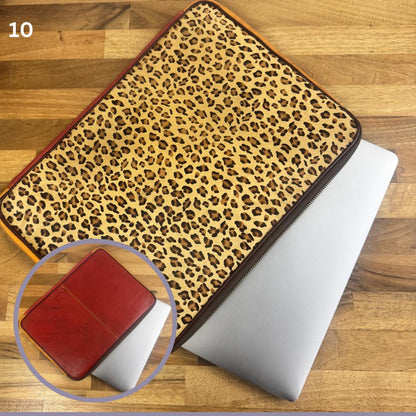 Leather and Cowhide Laptop Sleeve | For 13&quot; and 14&quot;  Laptops | Tablet Case | Laptop Bag | Laptop Sleeve | Laptop Case |