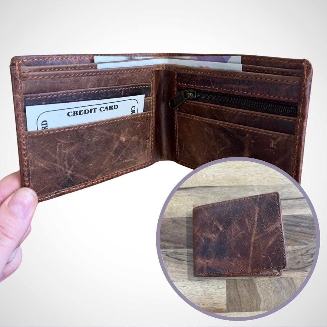 Mens Leather Wallet | Slim Leather Wallet | Bi-Fold Wallet | Leather Card Wallet | Brown Leather Wallet | Gift for Him | Groomsman Gift