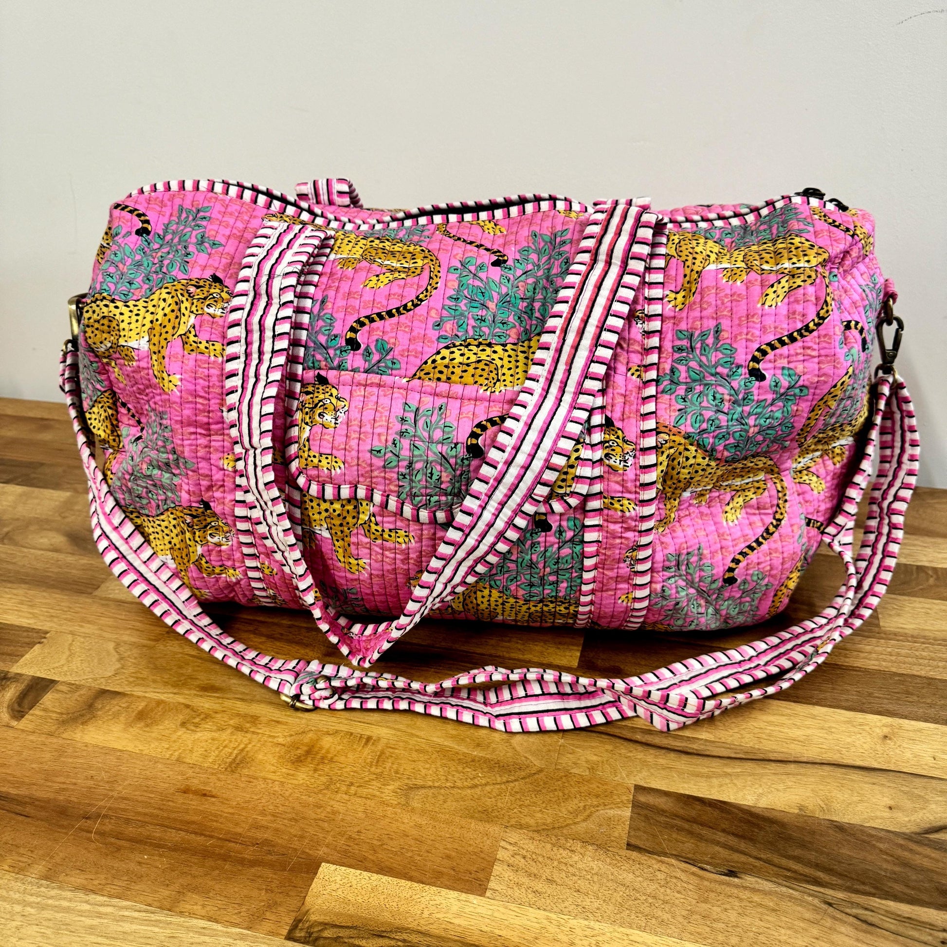 Cotton Quilted Overnight Bag | Cotton Travel Bag | Cotton Overnight Bag | Travel Bag | Weekender Bag | Travel Duffel Bag | Changing Bag