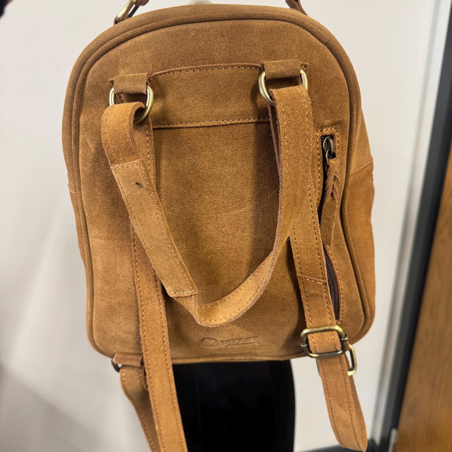 Large Tan Suede Backpack in Black, Brown and Tan | Suede Backpack for Women | Suede Laptop Backpack | Gift for Women | Gift for Her