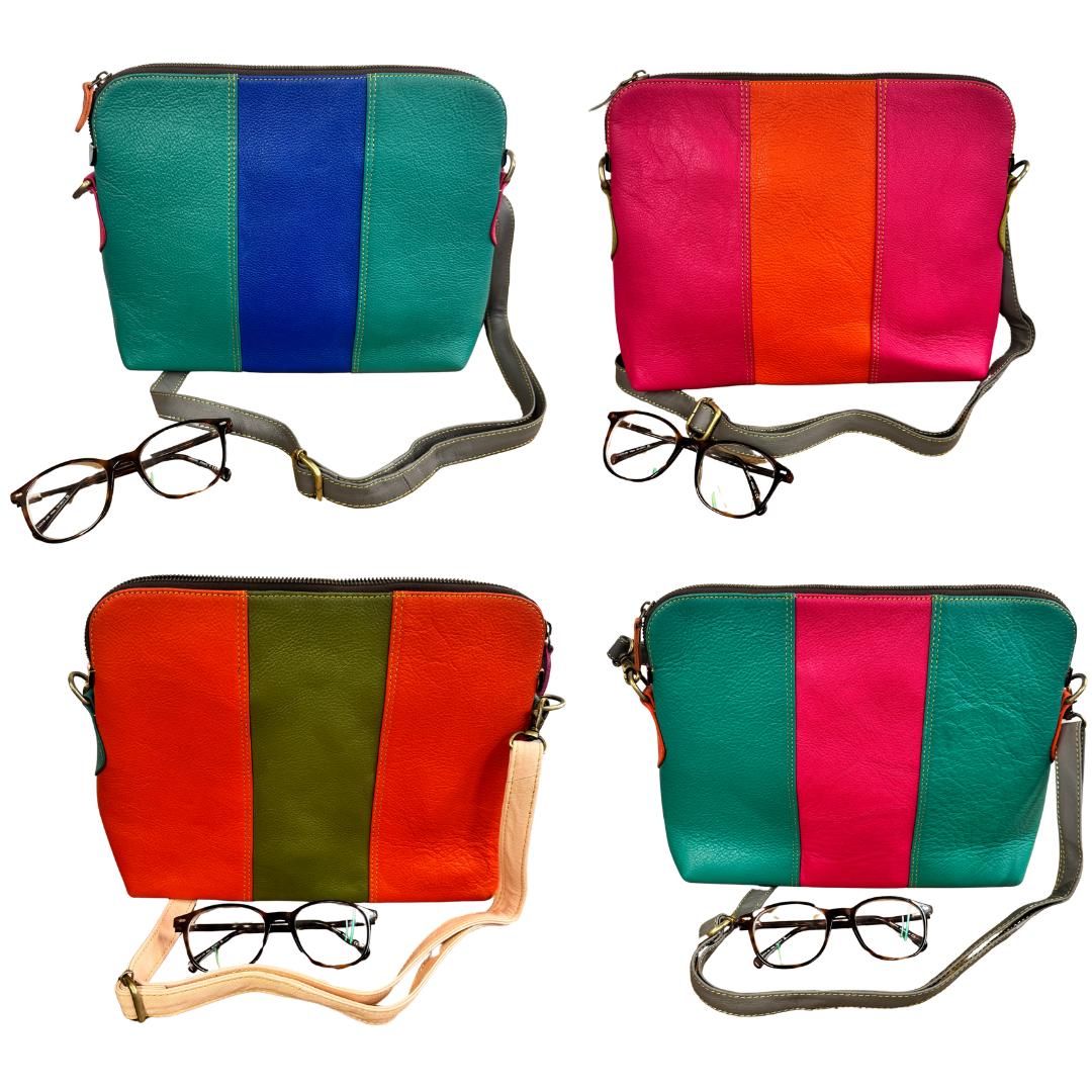 Coloured Leather Cross Body Bag in Various Colours | Upcycled Leather Crossbody Bag | Crossbody Purse | Unique Gift for Her