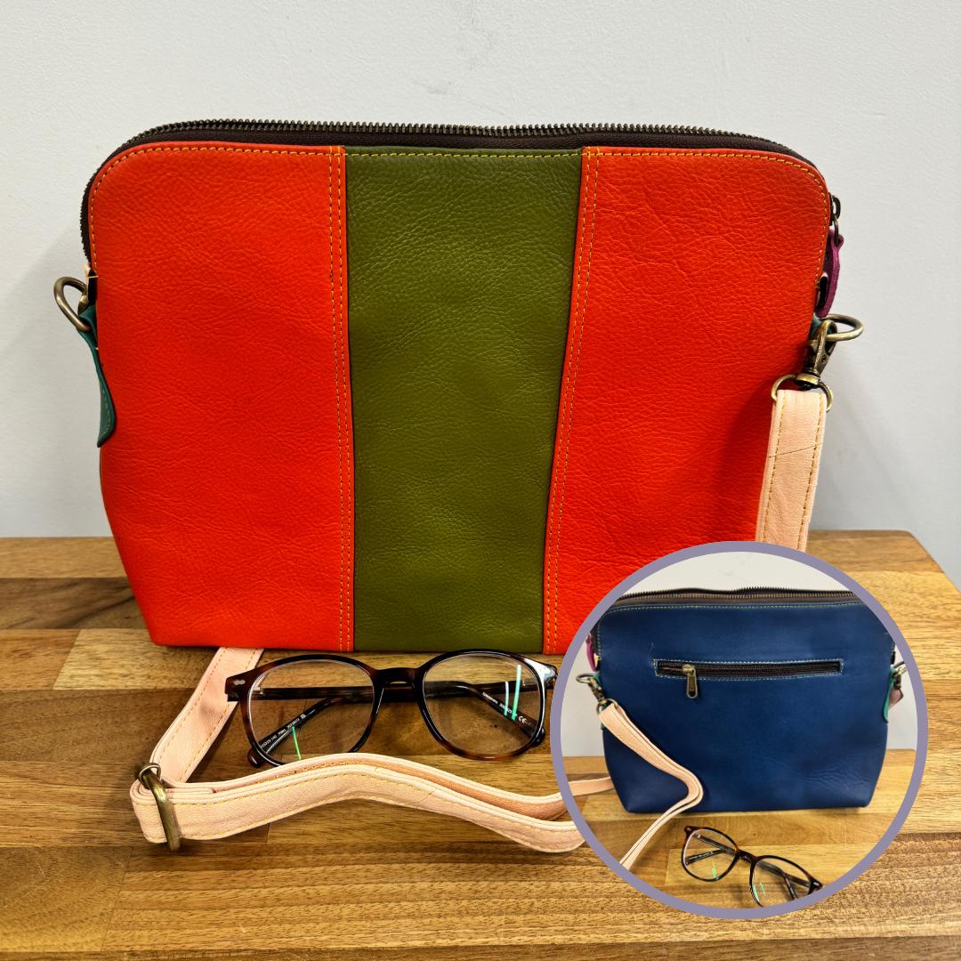 Coloured Leather Cross Body Bag in Various Colours | Upcycled Leather Crossbody Bag | Crossbody Purse | Unique Gift for Her