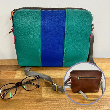 Coloured Leather Cross Body Bag in Various Colours | Upcycled Leather Crossbody Bag | Crossbody Purse | Unique Gift for Her