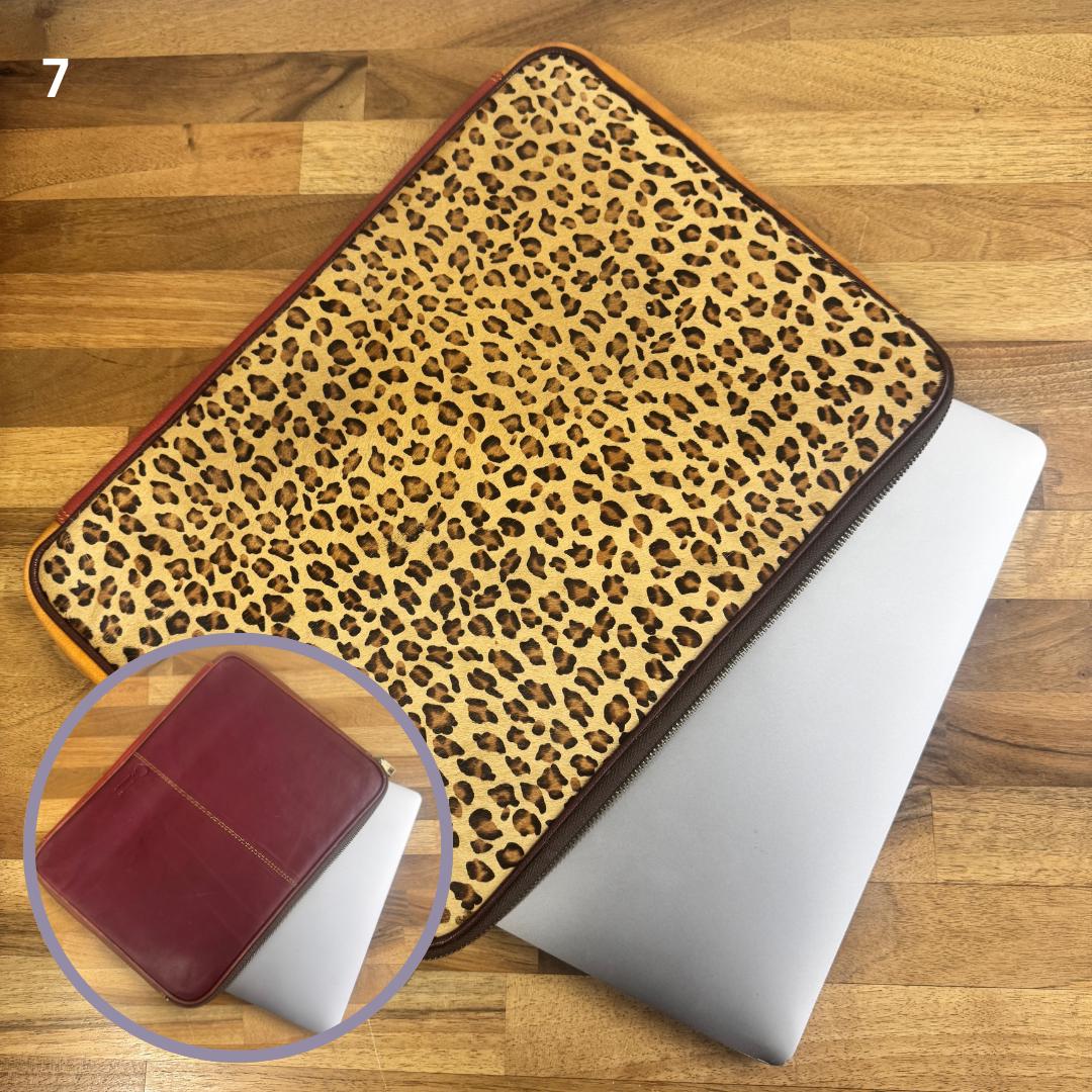 Leather and Cowhide Laptop Sleeve | For 13&quot; and 14&quot;  Laptops | Tablet Case | Laptop Bag | Laptop Sleeve | Laptop Case |