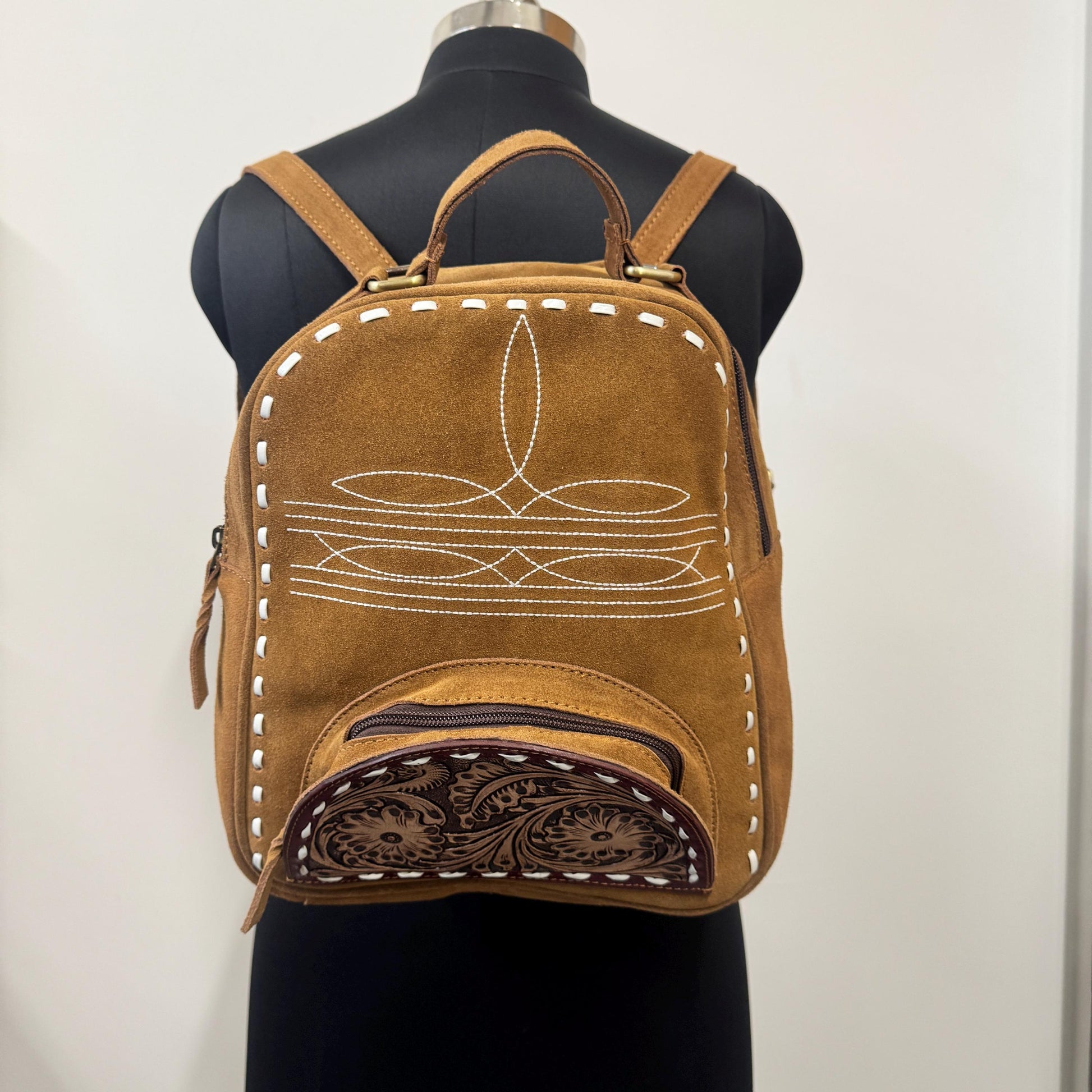 Large Tan Suede Backpack in Black, Brown and Tan | Suede Backpack for Women | Suede Laptop Backpack | Gift for Women | Gift for Her