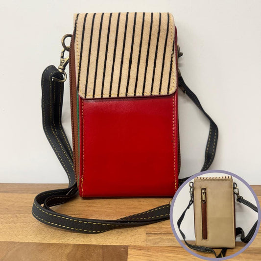 Coloured Red Leather Phone Bag | Phone Cross Body Bag | Phone Purse Bag | Cross Body Phone Bag | Handmade and Eco Friendly |