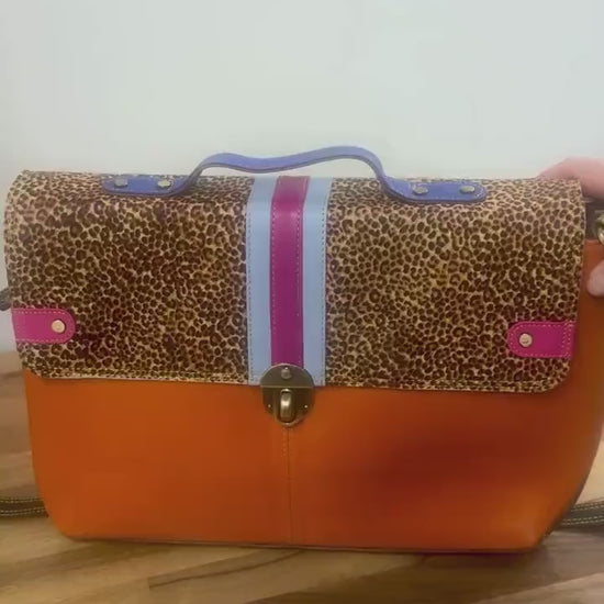 Colourful Leather Satchel Bag