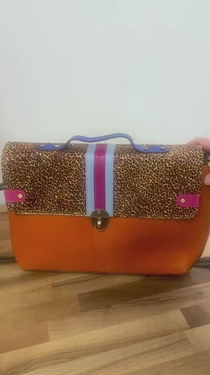 Colourful Leather Satchel Bag