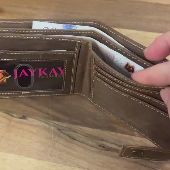 Mens Leather Wallet with Pull Out Card Holder