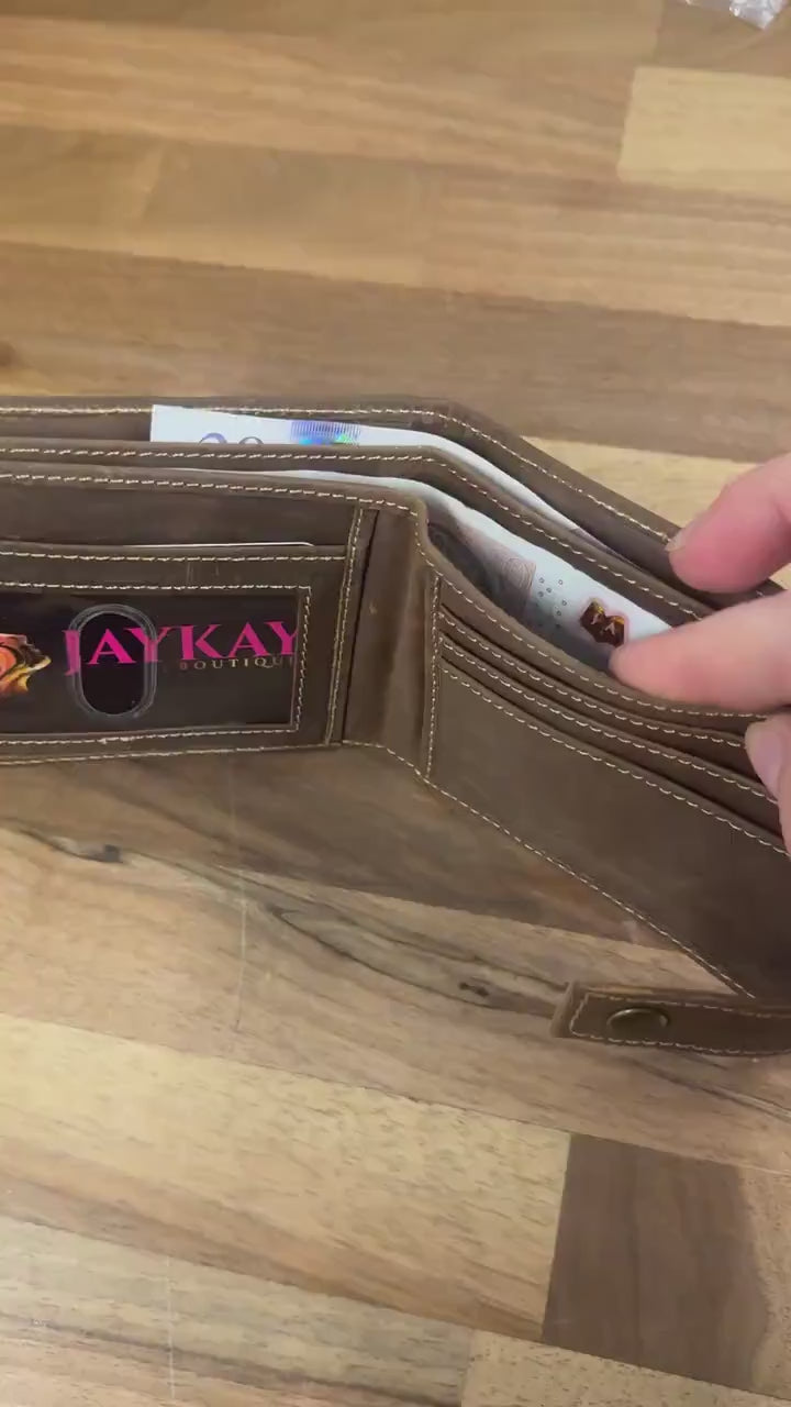 Mens Leather Wallet with Pull Out Card Holder